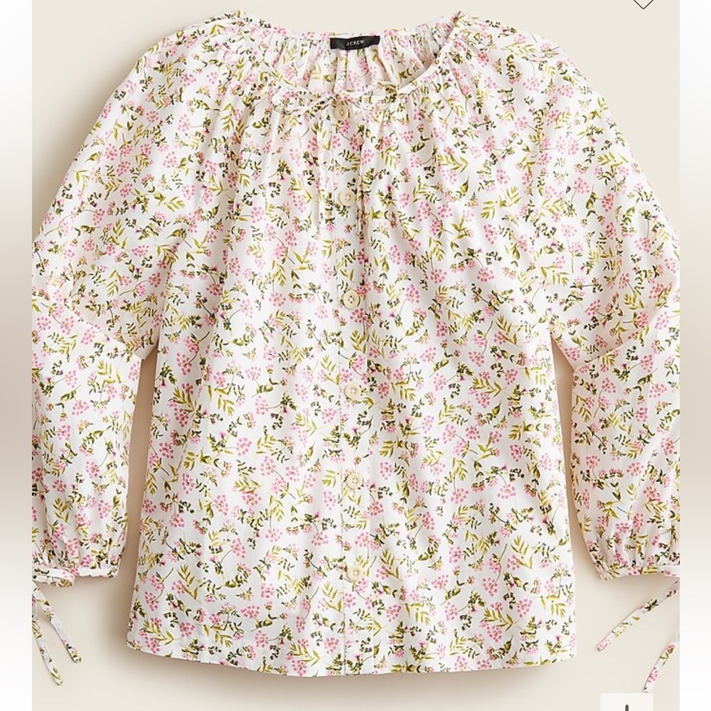 J. Crew Floral Blouse - Pink and Green